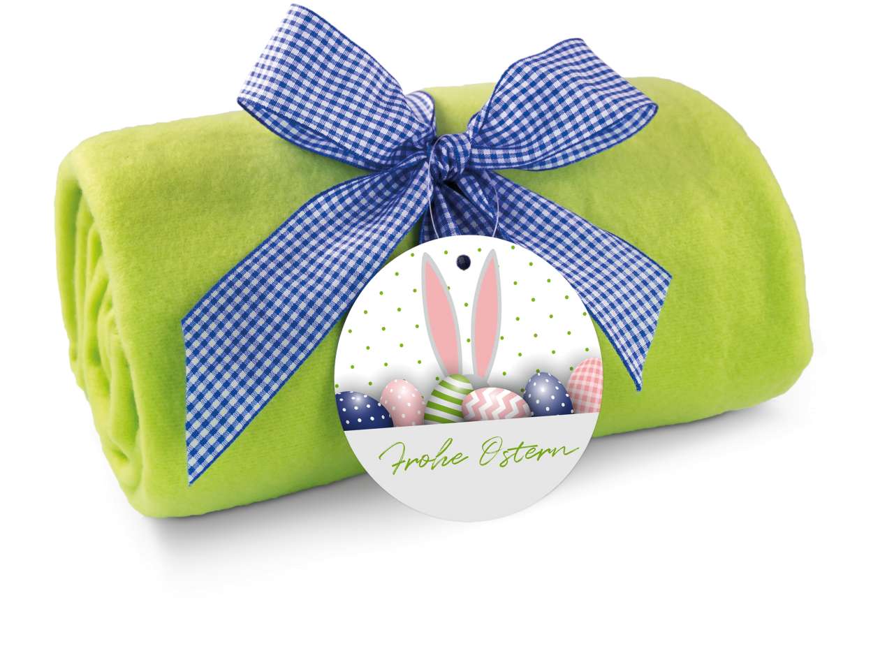 Fleecedecke Frohe Ostern - apfelgrün - 120 x 150 cm, 180 g / m²