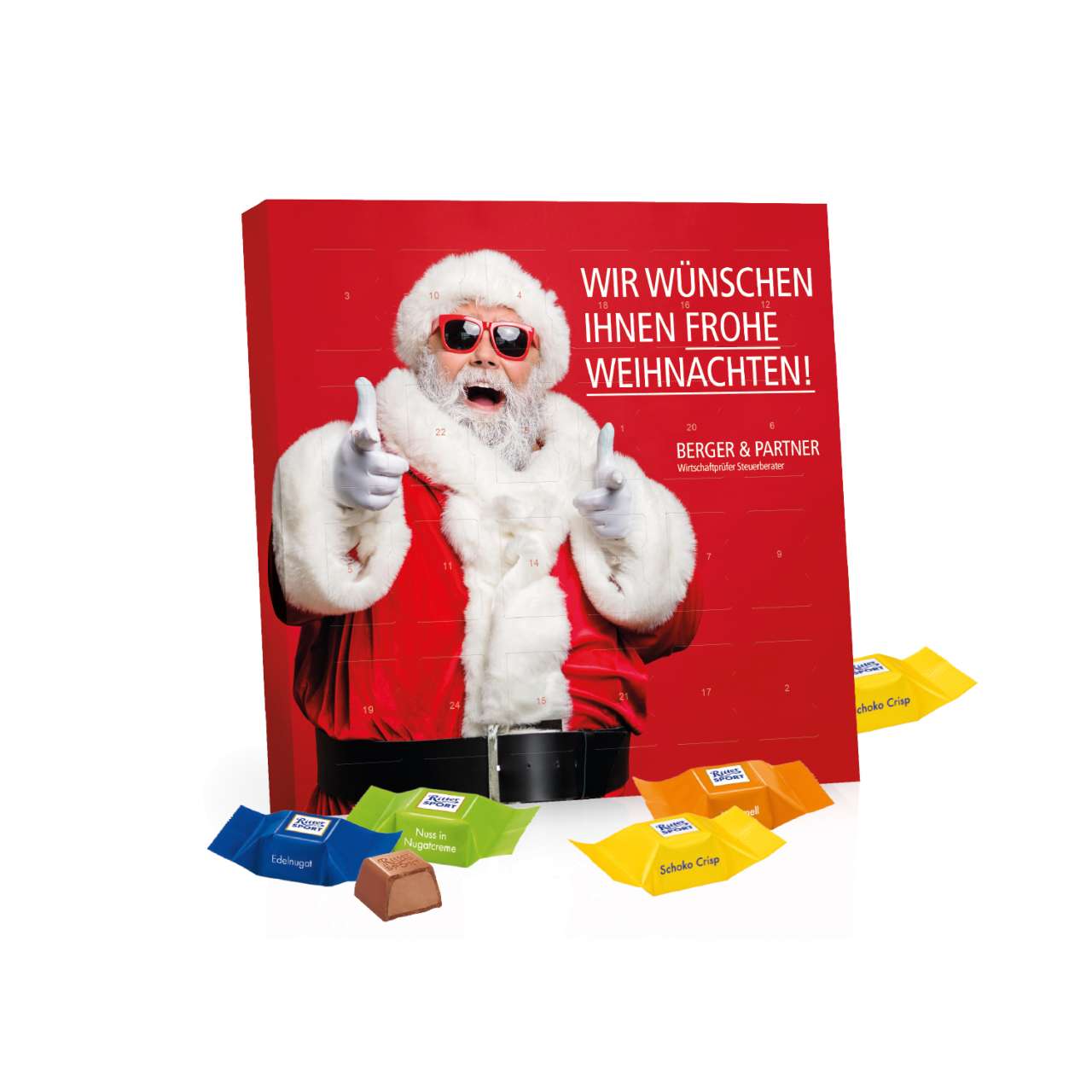 Tisch-Adventskalender mit Ritter SPORT Schokowürfel