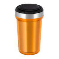 Innenbecher silber, Deckel schwarz, Tasse orange