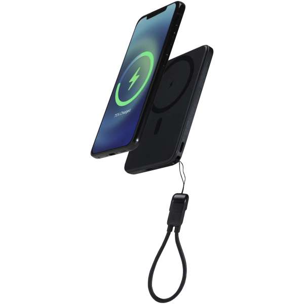 SMART 5000-mAh-Powerbank aus recyceltem Kunststoff mit Magnetverschluss und Trageband