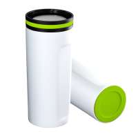 Becher weiß, Ring hellgrün, Boden hellgrün