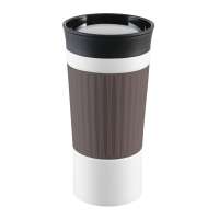 Becher weiß, Hülle braun