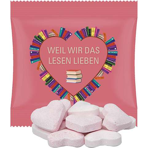 Brause-Herzen Mix Erdbeere und Wildkirsche, ca. 10g, Mini-Tüte