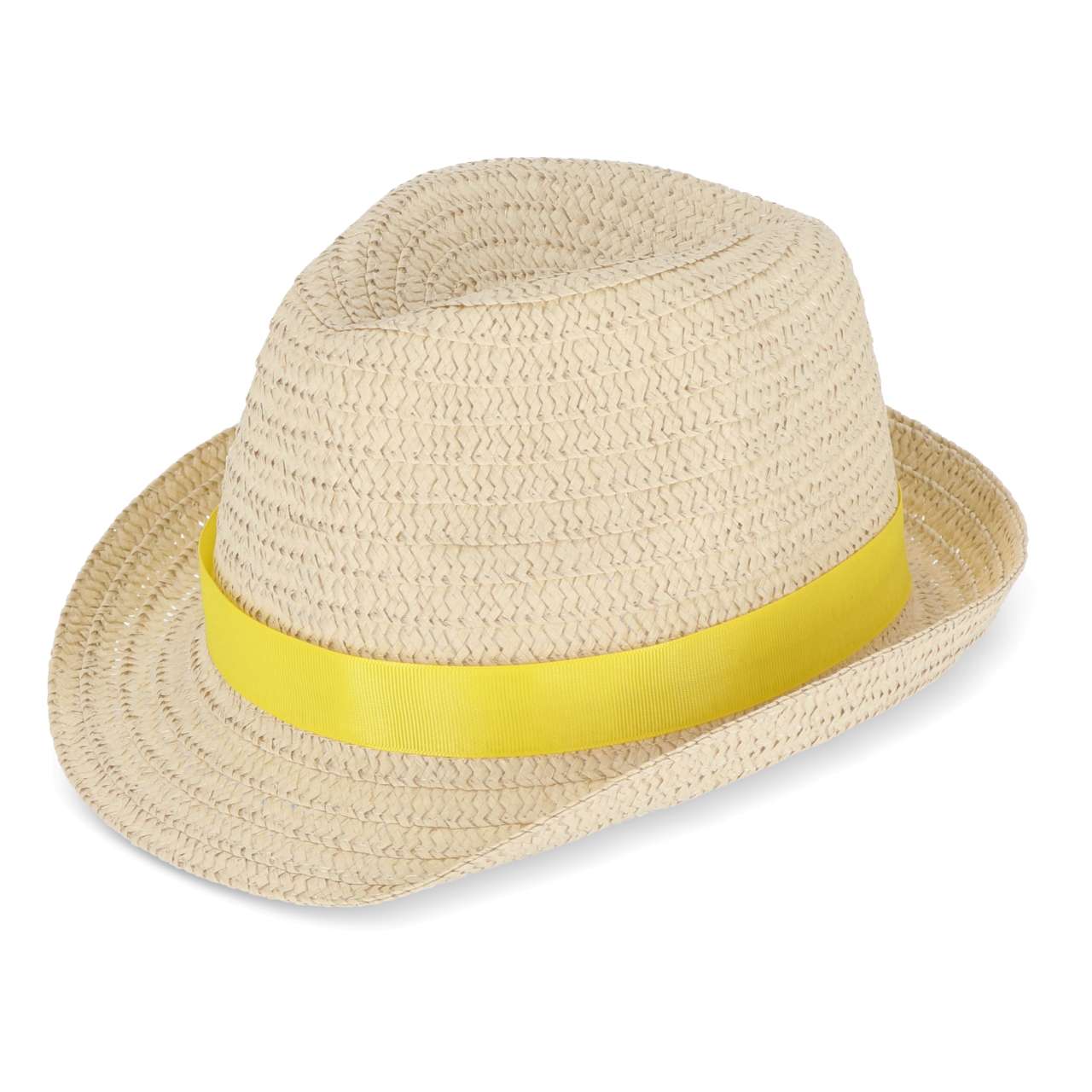 Pflanzlicher Strohhut mit farbigem Band