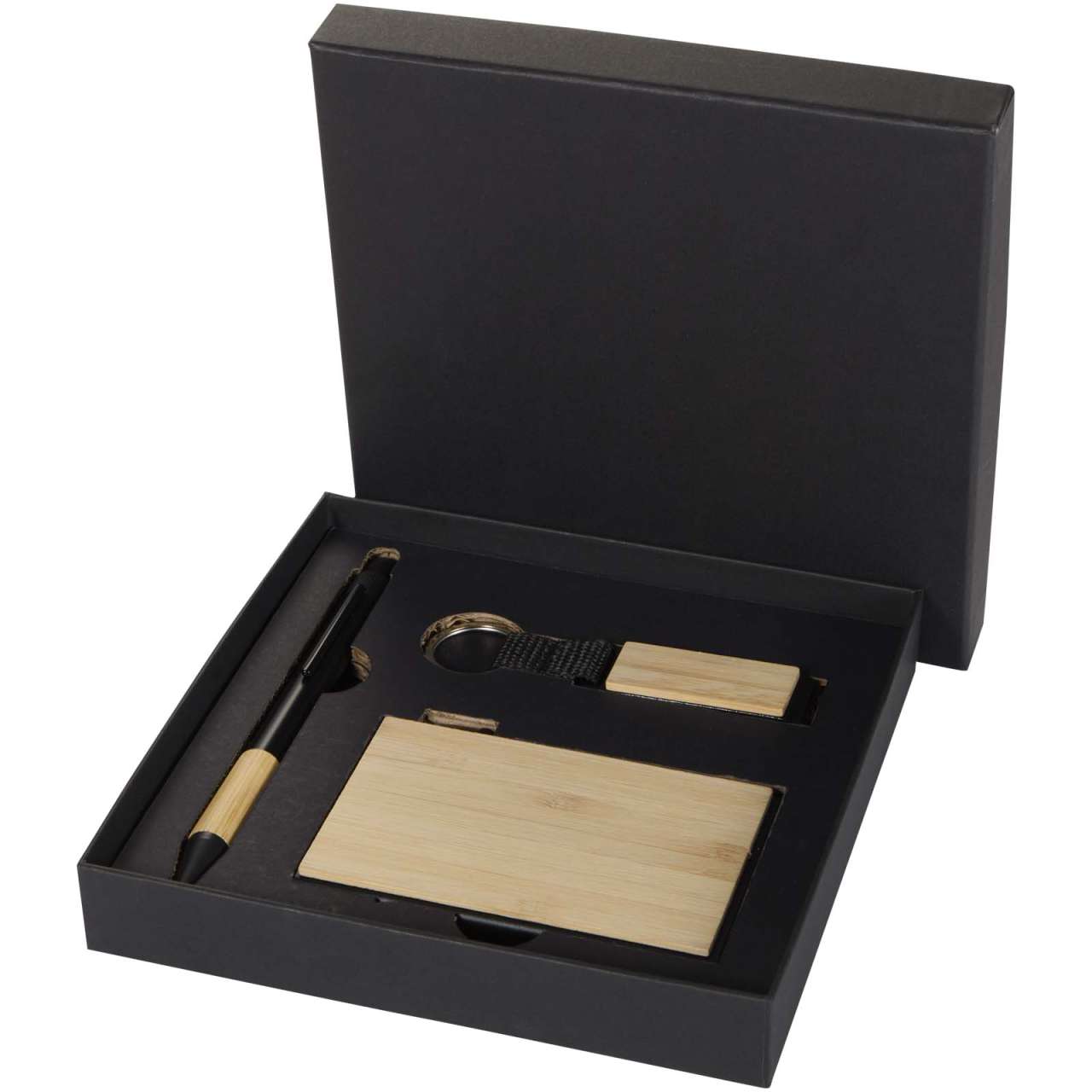 Minka Set mit Kugelschreiber aus RCS Recycling-Aluminium, Schlüsselanhänger und RFID-Kartenhalter