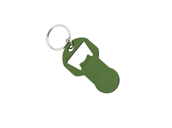 Einkaufswagen-Chip/Schlüsselanhänger mit Flaschenöffner Aluminium