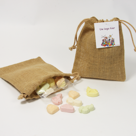 Jutebeutel mit Kordelzug und Nikolaus-Schaum