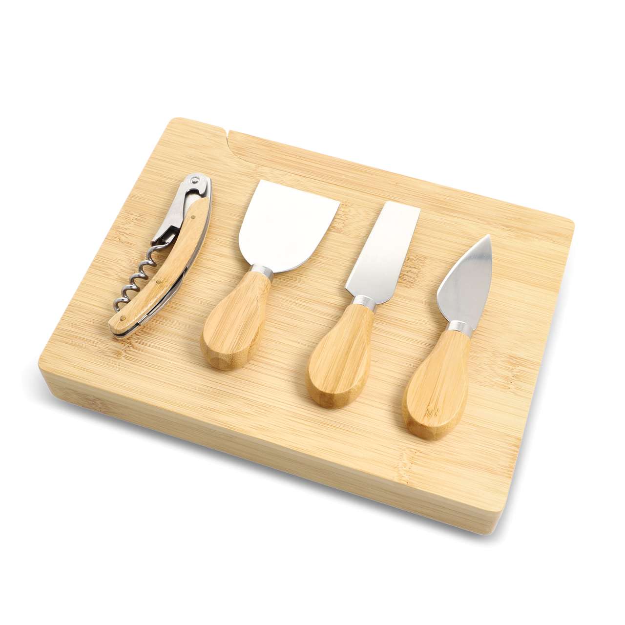 4er-Set für Käse und Wein aus Bambus