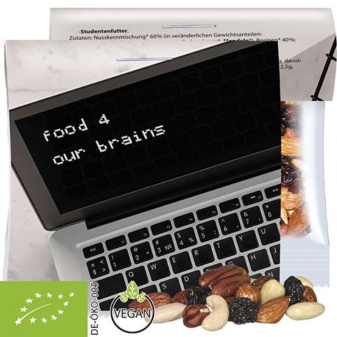 Bio Studentenfutter, ca. 30g, Express Maxi-Tüte mit Werbereiter