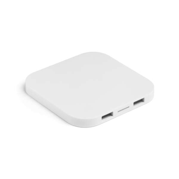 CAROLINE Superschnelles 15W wireless Ladegerät mit HUB 2 USB-A Anschlüssen aus Recyceltes ABS (60% r