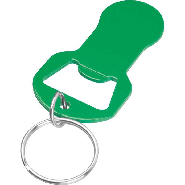 Recycelter Alu Schlüsselanhänger mit Einkaufswagenlöser und Flaschenöffner OLIVER