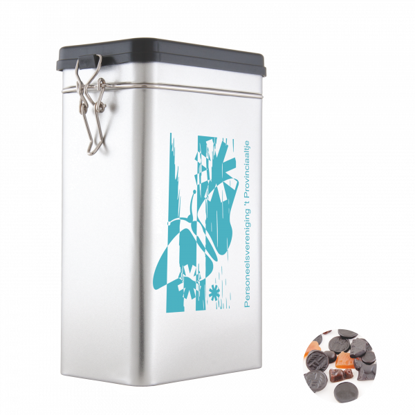 Große Blechdose mit ca. 500 gr. gemischtem Lakritz