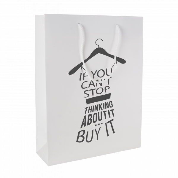 Glanz-laminierte Papiertasche 400 x 120 x 360 mm weiß