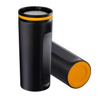 Becher schwarz, Ring orange, Boden orange