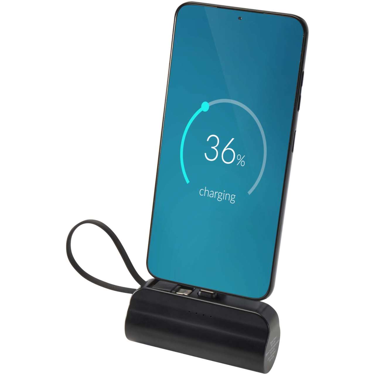 Alnair 10 W 5000 mAh Typ C Powerbank aus recyceltem Kunststoff mit integriertem Klappständer und 2 i