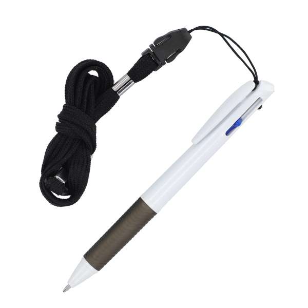 3-Farben-Stift mit Griffzone und Schlüsselband
