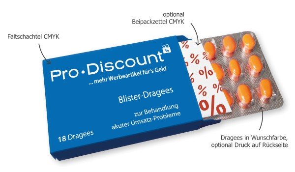 24er-Blister-Dragee Bonbons in Tablettenoptik