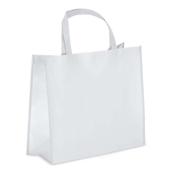 R-PET Tragetasche aus laminiertem Non Woven 40 x 16 x 35cm 105g / m²