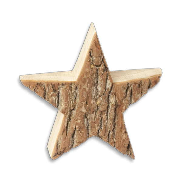 Stern mit Rinde aus Holz 22 cm