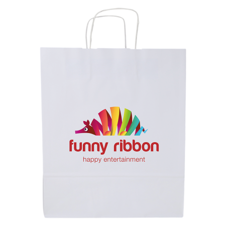 Papiertasche weiß und braun 320 x 420 x 110 mm