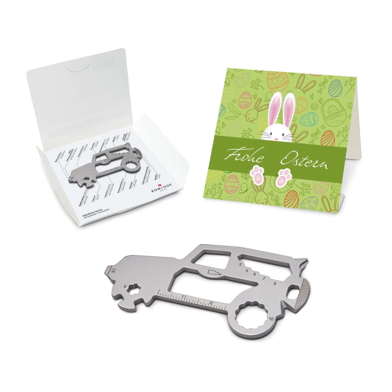 Geschenkartikel: ROMINOX® Key Tool Funktionen) im Motiv-Mäppchen Osterhase
