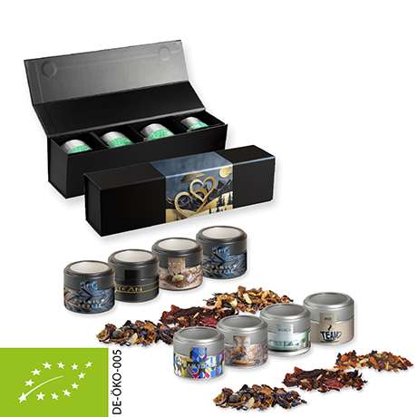 Verschiedene Weihnachts Teesorten, Bio und nicht-Bio, ca. 120-140g, Geschenk-Set Premium schwarz mit
