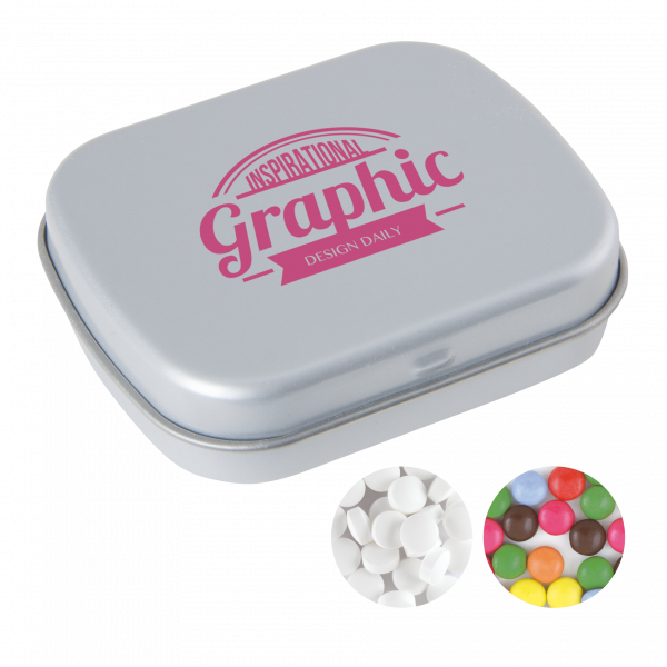 Scharnierblechdose mit ca. 25 gr. Minties TAMPONDRUCK