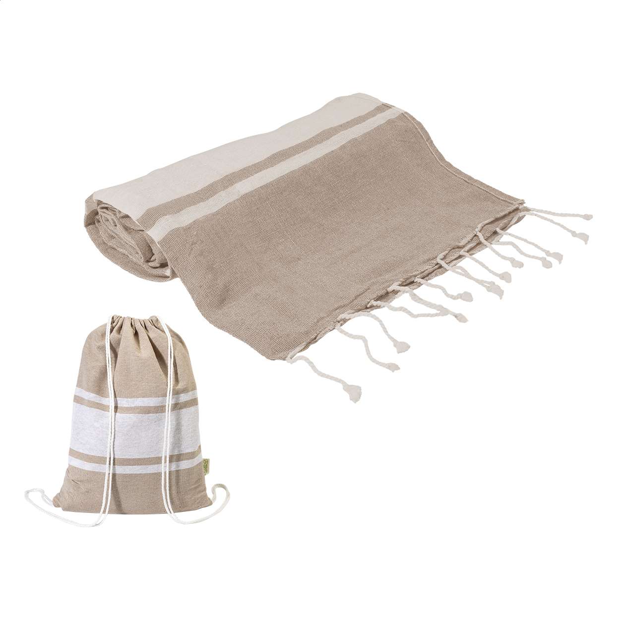 Strandtuch und Turnbeutel aus recycelter Baumwolle Tortuga