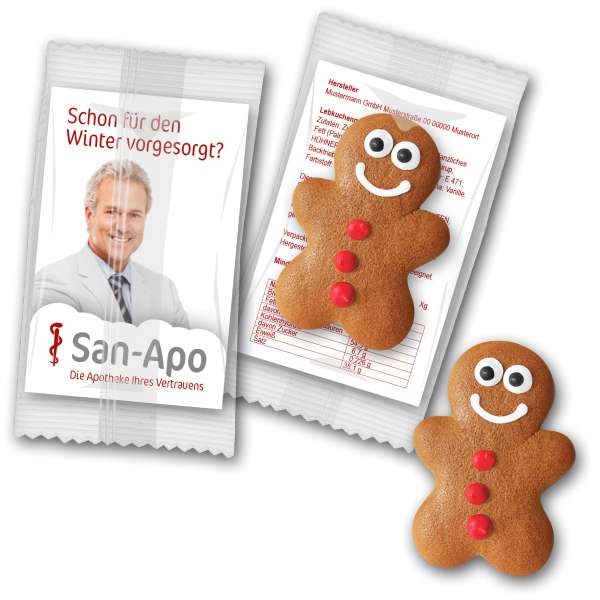 Lebkuchenmann klein auf bedruckter Karte