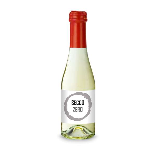 Secco ZERO - Schäumendes Getränk aus alkoholfreiem Wein - Flasche klar - Kapselfarbe, 0,2 l