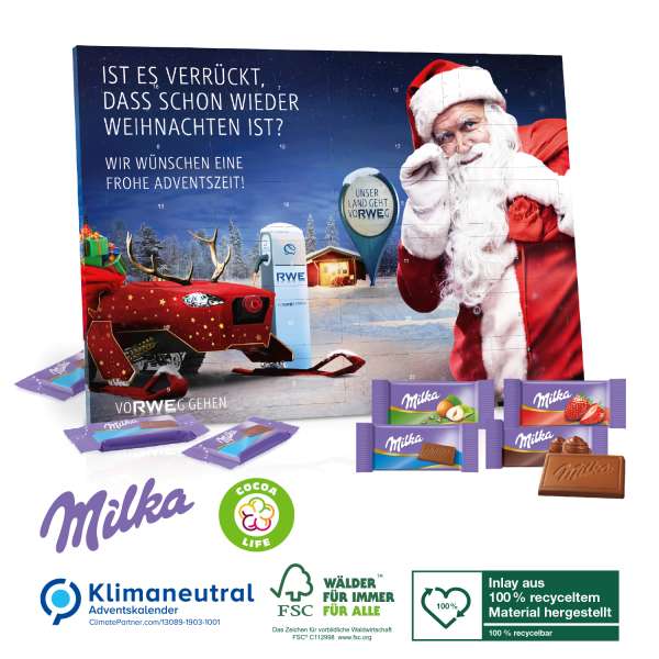 Tisch-Adventskalender mit Milka Schokolade Mix, Klimaneutral, FSC®