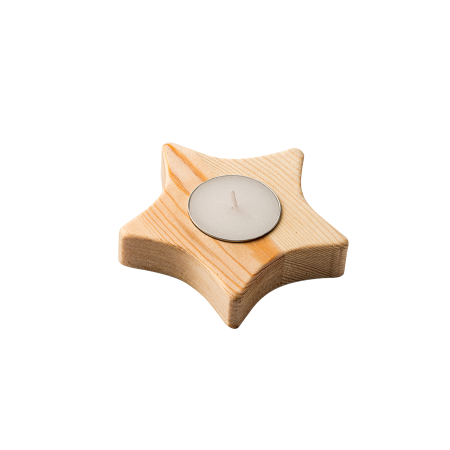 MAKA Kerze in einem Holzhalter