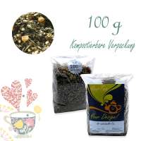 Kompostierbarer Zellglas-Beutel, Geprägtes Verschluss-Siegel aus Zuckerrohrpapier. Komplett abbaubar. Inhalt 100 g