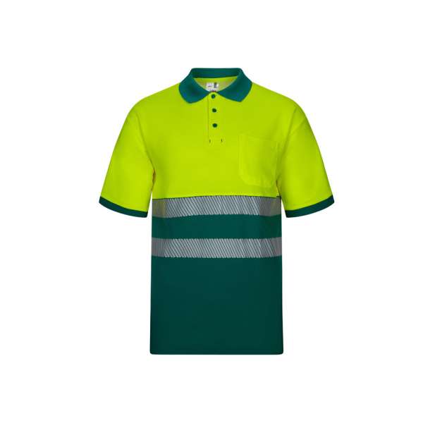 VL ACHELOUS Zweifarbiges Piqué-Poloshirt (150g / m²) mit kurzen Ärmeln, aus Baumwolle (55%) und Poly