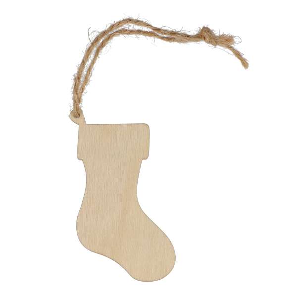 Strumpfförmiges Weihnachtsornament aus Holz