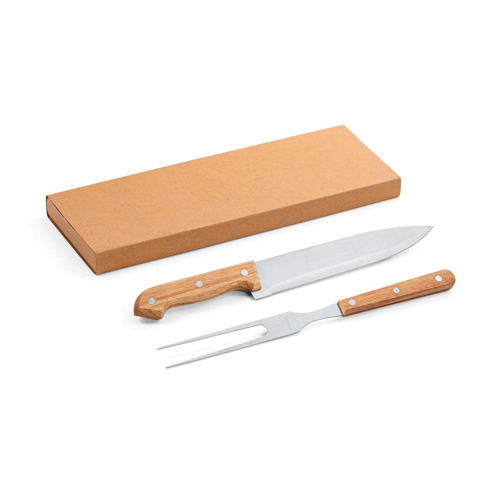 SALSA Grill-Set aus Bambus und Edelstahl 2-teilig bestehend aus einer Grillgabel und einem Messer