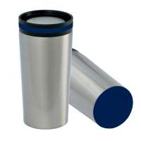 Becher silber, Ring dunkelblau, Boden dunkelblau