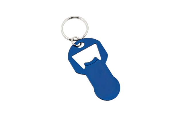 Einkaufswagen-Chip/Schlüsselanhänger mit Flaschenöffner Aluminium