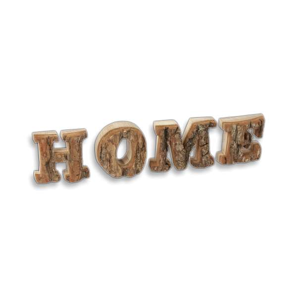 Deko Schrift Buchstaben 'HOME' mit Rinde aus Holz 28 cm