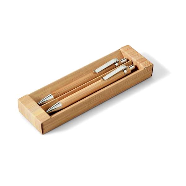 GREENY Schreibset mit Kugelschreiber und Minenbleistift aus Bambus