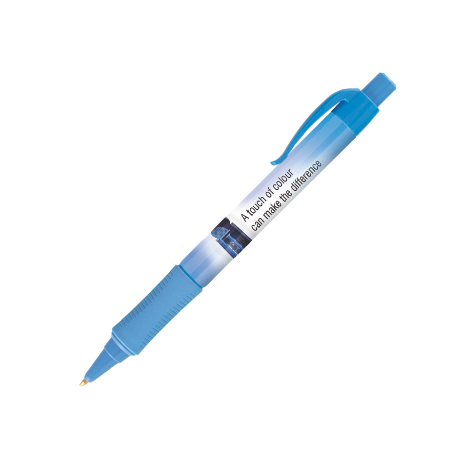 KEA Kugelschreiber mit Griffzone und farbigen Akzenten mit 4c-Druck all over