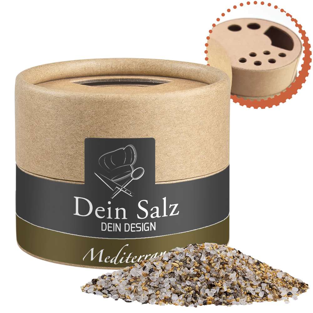 Mediterranes Salz, ca. 50g, Kraftpapierstreuer Mini