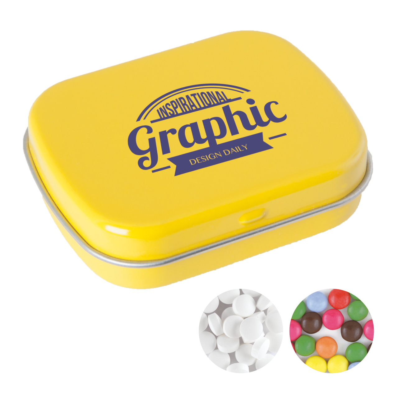 Scharnierblechdose mit ca. 25 gr. Minties TAMPONDRUCK