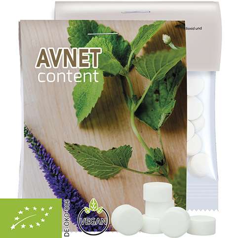 Bio Pfefferminz Drops, ca. 15g, Express Midi-Tüte mit Werbereiter