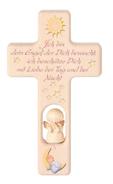 Kreuz mit Engel 'Ich bin ...', alabaster