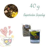 Kompostierbarer Zellglas-Beutel, Geprägtes Verschluss-Siegel aus Zuckerrohrpapier. Komplett abbaubar. Inhalt 40 g