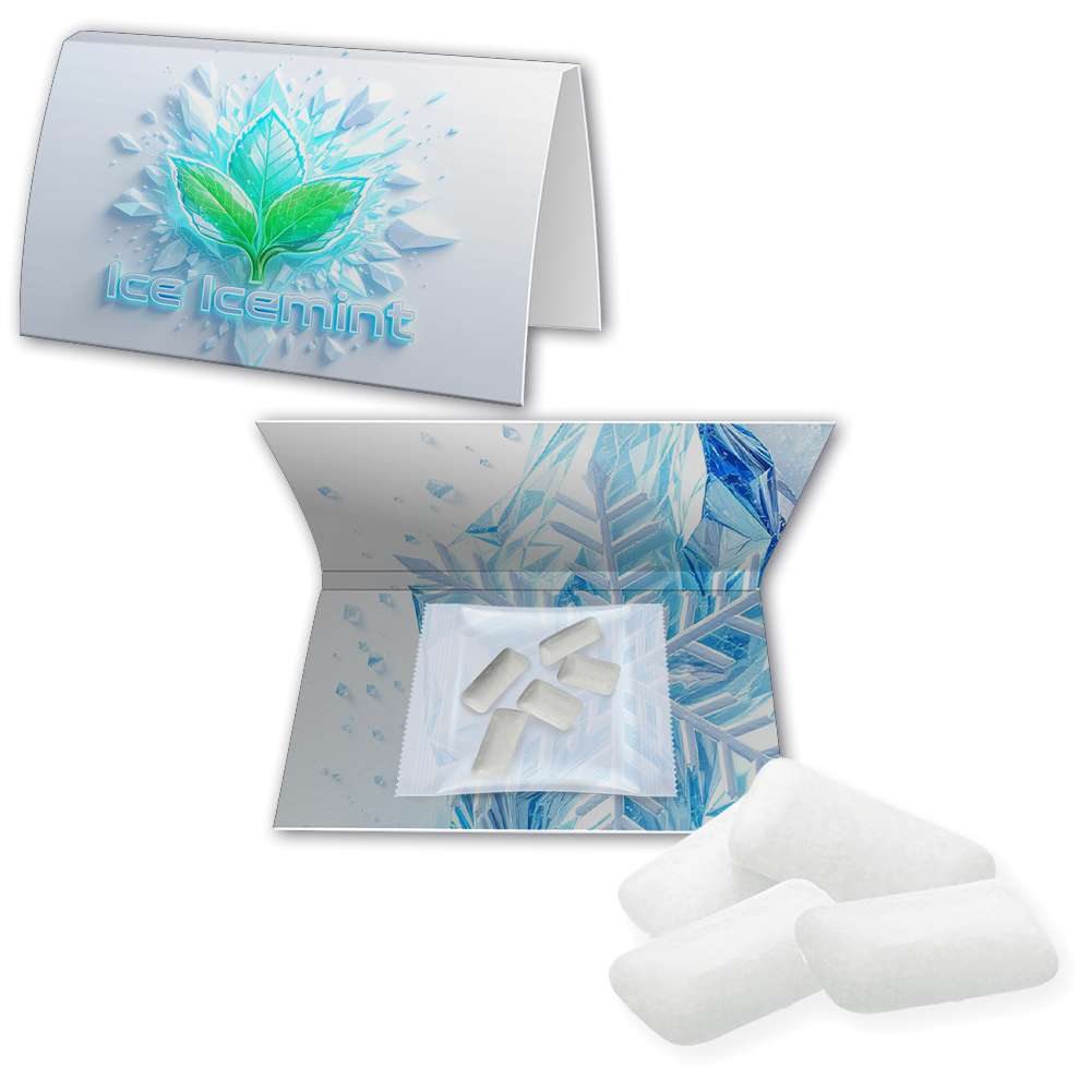 Icemint Kaugummi, ca. 7g, Werbekarte A5 gefaltet