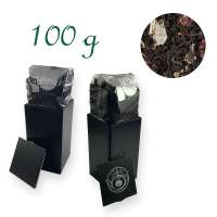 Quadratische Stülpdeckeldose, schwarz, Weißblech, Inhalt 100 g