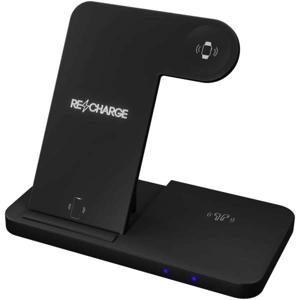 SCX. design W28 kabellose 3-in-1 Ladestation kabellos mit Telefonständer und Leuchtlogo
