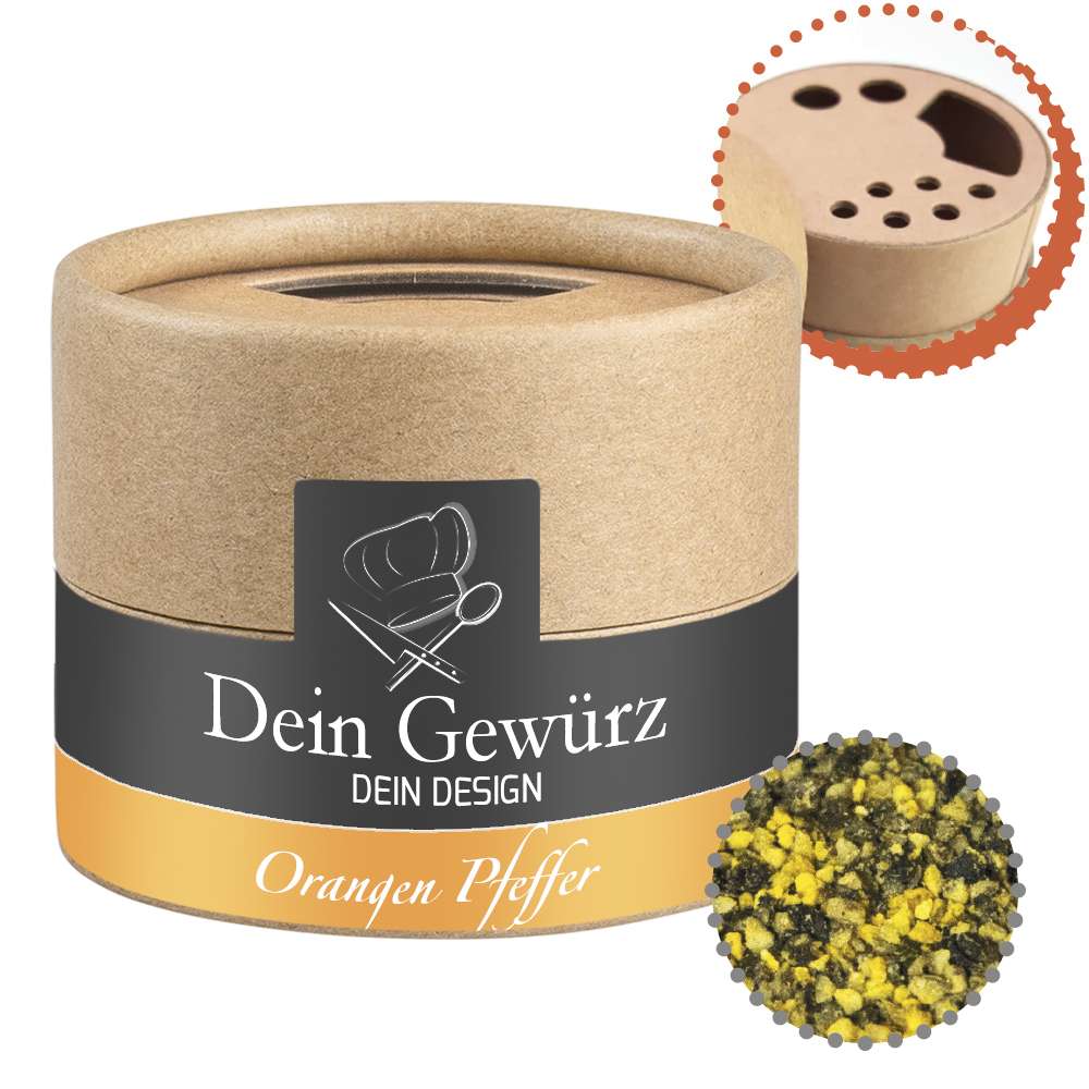 Gewürzmischung Orangen-Pfeffer, ca. 40g, Kraftpapierstreuer Mini
